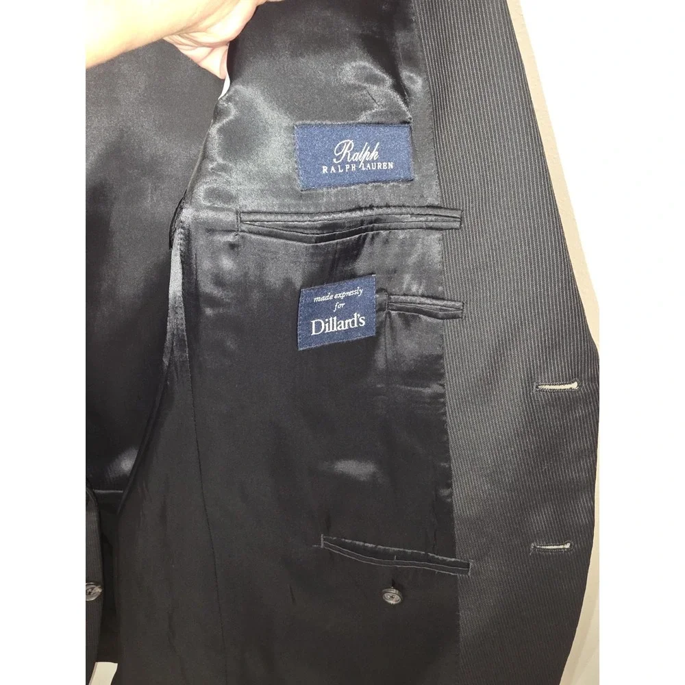 Ralph Lauren Pinstripe‎ 2 Button Wool Blend Blazer Sports Coat Jacket